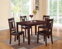 Modern Contemporary 5pc Dining Set Espresso Finish Unique Eyelet Back 4x Chairs Cushion Seats