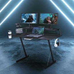 Techni Sport TS-200 Carbon Computer Gaming Desk with Shelving; Black