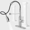 Kitchen Faucet - Spring Kitchen Sink Faucet with 3 Modes Pull Down Sprayer, Single Handle&Deck Plate for 1or3 Holes, 360° Rotation, Spot Resist Stainl