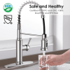 Kitchen Faucet - Spring Kitchen Sink Faucet with 3 Modes Pull Down Sprayer, Single Handle&Deck Plate for 1or3 Holes, 360° Rotation, Spot Resist Stainl