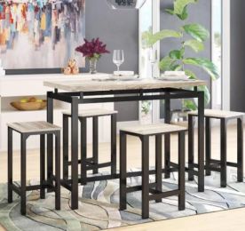 U_STYLE Dining Set; Bar Set; Dining Table with 4 Chairs; 5 Piece; with Counter and Pub Height