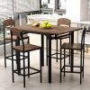 TOPMAX Farmhouse 5-piece Counter Height Drop Leaf Dining Table Set with Dining Chairs for 4; Black Frame+Brown Tabletop