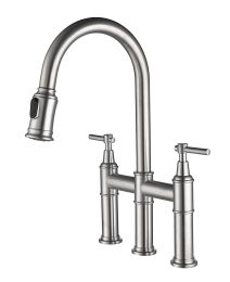 Bridge Kitchen Faucet with Pull-Down Sprayhead in Spot