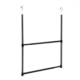 Oceanstar 2-Tier Portable Adjustable Closet Hanger Rod, Black