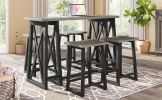 TOPMAX Rustic Counter Height 5-Piece Dining Set, Wood Console Table Set with 4 Stools for Small Places,Grey