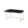 Ottey Writing Desk; Black High Gloss &amp; Gold Finish 93540