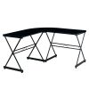 Techni Mobili L-Shaped Glass Computer Desk; Black