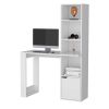 Peterson Computer Desk with 4-Tier Bookcase and 1-Door Cabinet White