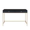 Ottey Writing Desk; Black High Gloss &amp; Gold Finish 93540