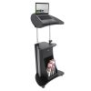 Techni Mobili Sit-to-Stand Rolling Adjustable Laptop Cart With Storage; Black