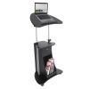 Techni Mobili Sit-to-Stand Rolling Adjustable Laptop Cart With Storage, Black