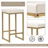 TREXM 3-piece Modern Pub Set with Faux Marble Countertop and Bar Stools; White/Gold