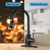 Kitchen Faucet- 3 Modes Pull Down Sprayer Kitchen Tap Faucet Head, Single Handle&Deck Plate for 1or3 Holes, 360° Rotation, Stainless Steel No Lead for