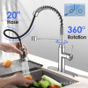 Kitchen Faucet - Spring Kitchen Sink Faucet with 3 Modes Pull Down Sprayer, Single Handle&Deck Plate for 1or3 Holes, 360° Rotation, Spot Resist Stainl