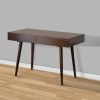 Mango Wood Writing Desk with Two Drawers and Tapered Legs; Brown