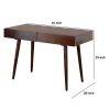 Mango Wood Writing Desk with Two Drawers and Tapered Legs; Brown