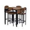 TOPMAX Farmhouse 5-piece Counter Height Drop Leaf Dining Table Set with Dining Chairs for 4; Black Frame+Brown Tabletop