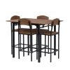 TOPMAX Farmhouse 5-piece Counter Height Drop Leaf Dining Table Set with Dining Chairs for 4; Black Frame+Brown Tabletop