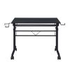 Techni Mobili Rolling Writing Desk with Height Adjustable Desktop and Moveable Shelf; Black