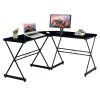 Techni Mobili L-Shaped Glass Computer Desk; Black