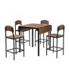 TOPMAX Farmhouse 5-piece Counter Height Drop Leaf Dining Table Set with Dining Chairs for 4; Black Frame+Brown Tabletop