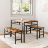 JHX Dining table set 3PC; structural strengthening; industrial style (Rustic Brown; 43.31''L x 27.56''W x 29.53''H)