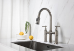 Bridge Kitchen Faucet with Pull-Down Sprayhead in Spot