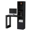 Peterson Computer Desk with 4-Tier Bookcase and 1-Door Cabinet Black