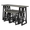 TOPMAX Rustic Counter Height 5-Piece Dining Set; Wood Console Table Set with 4 Stools for Small Places; Grey