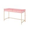 Ottey Writing Desk; Pink High Gloss &amp; Gold Finish 93545