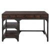 Gorden Writing Desk; Espresso Oak Finish & Antique Black Metal OF00143