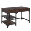 Gorden Writing Desk; Espresso Oak Finish & Antique Black Metal OF00143