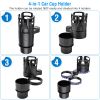 4 In 1 Car Cup Holder Expander Adapter Multifunctional Water Cup Mount Stand 360Â¬âˆž Rotating Drink Bottle Organizer with Adjustable Base