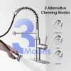 Kitchen Faucet - Spring Kitchen Sink Faucet with 3 Modes Pull Down Sprayer, Single Handle&Deck Plate for 1or3 Holes, 360° Rotation, Spot Resist Stainl