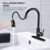 Kitchen Faucet- 3 Modes Pull Down Sprayer Kitchen Tap Faucet Head, Single Handle&Deck Plate for 1or3 Holes, 360° Rotation, Stainless Steel No Lead for