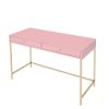 Ottey Writing Desk; Pink High Gloss &amp; Gold Finish 93545