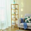 5 Tier Bathroom Shelf Wood Corner Rack Bamboo Multifunctional Storage Rack