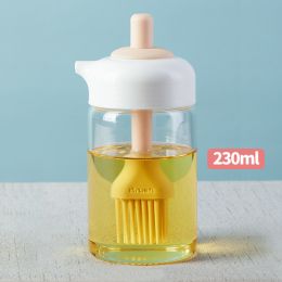 1pc Oil Dispenser; 2 In 1 Wide Opening Bottle With Silicone Brush; Glass Condiment Bottles For Kitchen Cooking; BBQ; Baking (Color: pink)